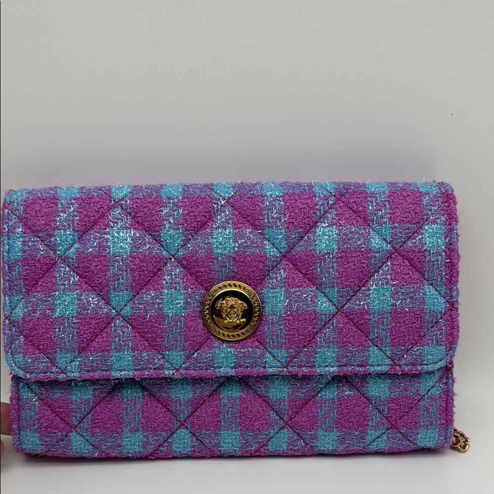 Versace Purple and Blue Quilted Clutch